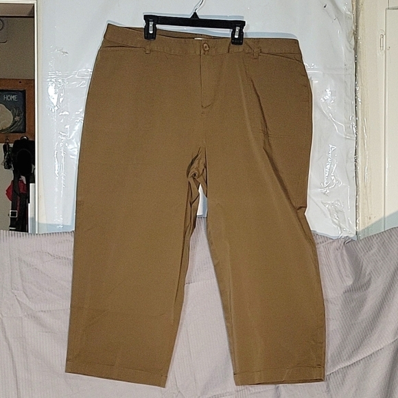 Cropped Khaki Pants High Waist Career Casual Trousers Size 20W - Picture 1 of 6